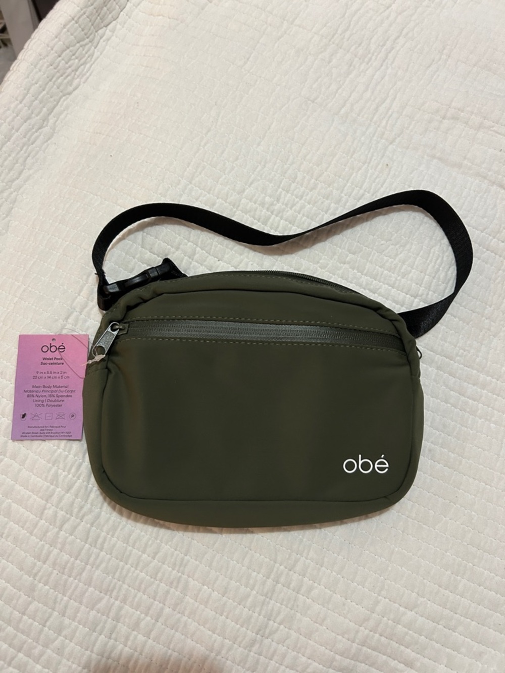 obé Olive Green Belt Bag with Adjustable Strap